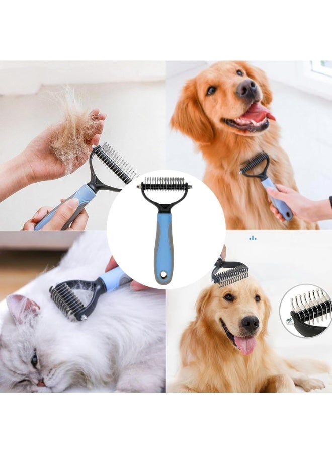 فيرست برو فرشاة تمشيط وإزالة تشابك الشعر للحيوانات الأليفة 2-في-1 – مشط مزدوج الجانب للكلاب والقطط لإزالة الفرو المتشابك والطبقة السفلية – شفرات من الفولاذ المقاوم للصدأ ومقبض مريح - Image 2